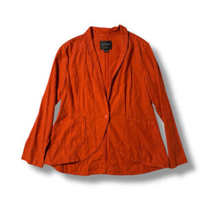 Sanctuary Vibrant Orangy Red Linen Blend Blazer L